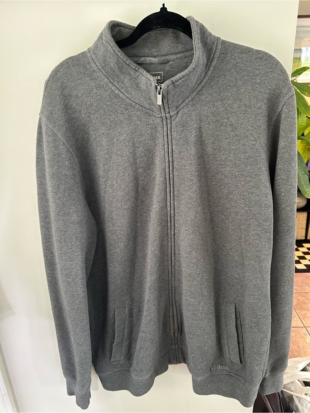 L.L. Bean Men's Full Zip Mock Neck Sweater Jacket Gray - Size Large Tall